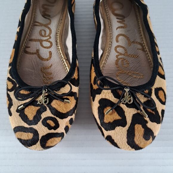Sam Edelman Felicia Ballet Flats Womens 8 Black Leopard Print Calf Hair Shoes - Picture 4 of 15